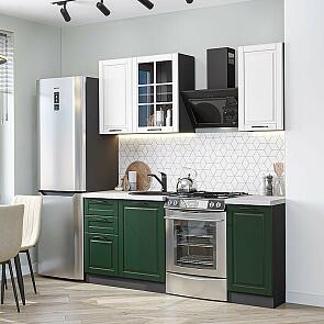 Модульный кухонный гарнитур Дублин-04 Special White, Special Green/Graphite 2140x1300x600
