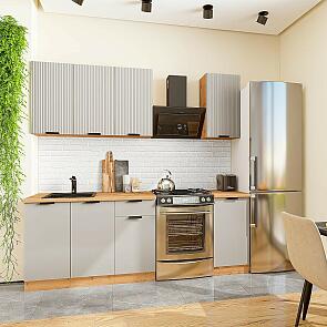 Модульный кухонный гарнитур Евро Лайн-06 Агат/Дуб Вотан 2140x1600x600