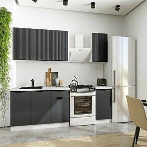 Модульный кухонный гарнитур Евро Лайн-06 Антрацит/Белый 2140x1600x600