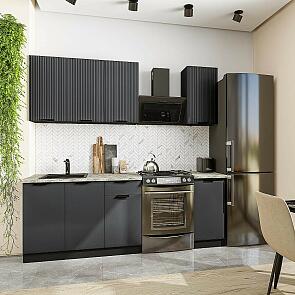 Модульный кухонный гарнитур Евро Лайн-06 Антрацит/Graphite 2140x1600x600
