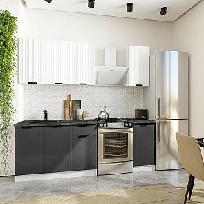 Модульный кухонный гарнитур Евро Лайн-06 Белый, Антрацит/Белый 2140x1600x600