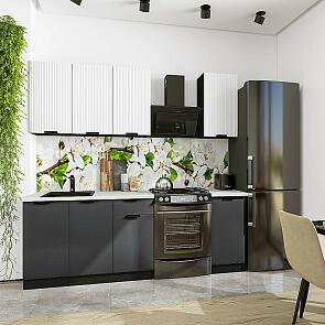 Модульный кухонный гарнитур Евро Лайн-06 Белый, Антрацит/Graphite 2140x1600x600