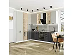Модульный кухонный гарнитур Евро Лайн-07 Агат, Антрацит/Белый 2340x2000/3000x600