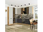 Модульный кухонный гарнитур Евро Лайн-07 Агат, Антрацит/Дуб Вотан 2340x2000/3000x600