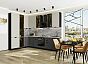 Модульный кухонный гарнитур Евро Лайн-07 Агат, Антрацит/Graphite 2340x2000/3000x600 Полки стекло