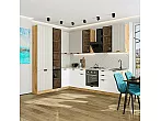 Модульный кухонный гарнитур Евро Лайн-07 Агат, Белый/Дуб Вотан 2340x2000/3000x600