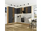 Модульный кухонный гарнитур Евро Лайн-07 Антрацит, Агат/Дуб Вотан 2340x2000/3000x600