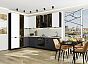 Модульный кухонный гарнитур Евро Лайн-07 Белый, Антрацит/Graphite 2340x2000/3000x600 Полки стекло
