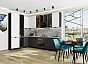 Модульный кухонный гарнитур Евро Лайн-07 Белый, Антрацит/Graphite 2340x2000/3000x600 Полки стекло
