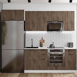Модульный кухонный гарнитур Флэт-01 Brown Casella Oak 2S/Белый 2140x2600x600