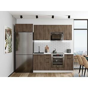 Модульный кухонный гарнитур Флэт-01 Brown Casella Oak 2S/Белый 2140x2600x600