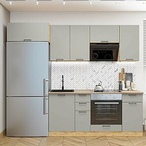 Модульный кухонный гарнитур Флэт-01 Light Grey In 2S/Дуб Вотан 2140x2600x600