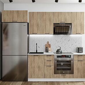 Модульный кухонный гарнитур Флэт-01 Natural Casella Oak 2S/Белый 2140x2600x600