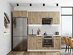 Модульный кухонный гарнитур Флэт-01 Natural Casella Oak 2S/Белый 2140x2600x600