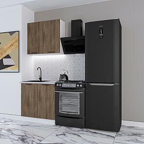 Модульный кухонный гарнитур Флэт-03 Brown Casella Oak 2S/Белый 2140x800x600