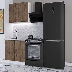 Модульный кухонный гарнитур Флэт-03 Brown Casella Oak 2S/Белый 2140x800x600