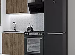 Модульный кухонный гарнитур Флэт-03 Brown Casella Oak 2S/Белый 2140x800x600