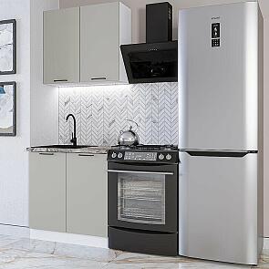 Модульный кухонный гарнитур Флэт-03 Light Grey In 2S/Белый 2140x800x600
