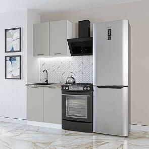 Модульный кухонный гарнитур Флэт-03 Light Grey In 2S/Белый 2140x800x600