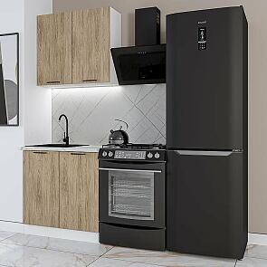 Модульный кухонный гарнитур Флэт-03 Natural Casella Oak 2S/Белый 2140x800x600