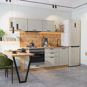 Модульный кухонный гарнитур Фрейм-01 Clay Silk/Дуб Вотан 1782x2300x600