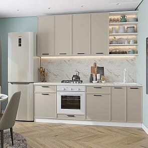Модульный кухонный гарнитур Фрейм-02 Clay Silk/Белый 2340x2200x600