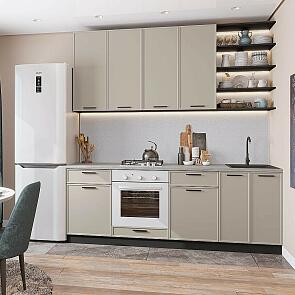 Модульный кухонный гарнитур Фрейм-02 Clay Silk/Graphite 2340x2200x600