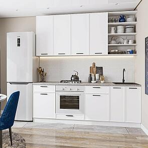 Модульный кухонный гарнитур Фрейм-02 White Silk/Белый 2340x2200x600