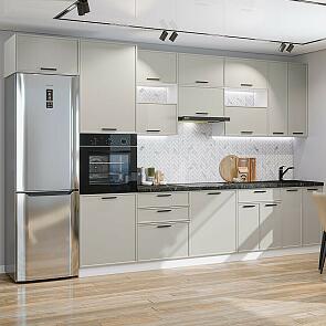 Модульный кухонный гарнитур Фрейм-04 Clay Silk/Белый 2340x3600x600