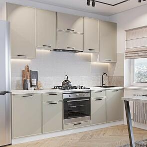 Модульный кухонный гарнитур Фрейм-05 Clay Silk/Белый 2340x2400x600