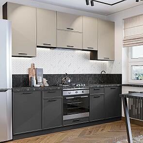 Модульный кухонный гарнитур Фрейм-05 Clay Silk, Stormy Silk/Graphite 2340x2400x600