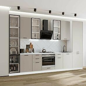 Модульный кухонный гарнитур Фрейм-06 Clay Silk/Белый 2340x3400x600