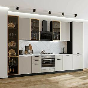 Модульный кухонный гарнитур Фрейм-06 Clay Silk/Graphite 2340x3400x600