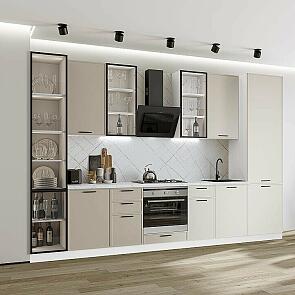 Модульный кухонный гарнитур Фрейм-06 Cream Silk/Белый 2340x3400x600