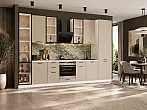 Модульный кухонный гарнитур Фрейм-06 Cream Silk/Белый 2340x3400x600