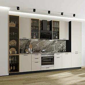 Модульный кухонный гарнитур Фрейм-06 Cream Silk/Graphite 2340x3400x600