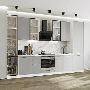Модульный кухонный гарнитур Фрейм-06 Grey Silk/Белый 2340x3400x600