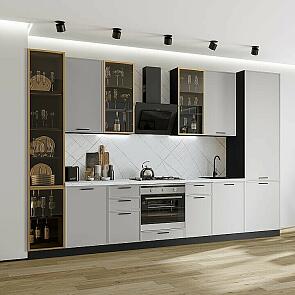 Модульный кухонный гарнитур Фрейм-06 Grey Silk/Graphite 2340x3400x600