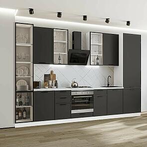 Модульный кухонный гарнитур Фрейм-06 Stormy Silk/Белый 2340x3400x600