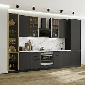 Модульный кухонный гарнитур Фрейм-06 Stormy Silk/Graphite 2340x3400x600