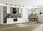 Модульный кухонный гарнитур Фрейм-06 White Silk/Белый 2340x3400x600 Полки стекло