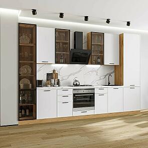 Модульный кухонный гарнитур Фрейм-06 White Silk/Дуб Вотан 2340x3400x600