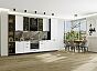 Модульный кухонный гарнитур Фрейм-06 White Silk/Graphite 2340x3400x600 Полки стекло