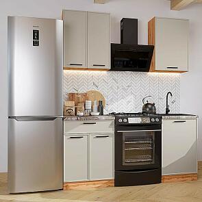 Модульный кухонный гарнитур Фрейм-07 Clay Silk/Дуб Вотан 2140x1100x600