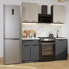 Модульный кухонный гарнитур Фрейм-07 Clay Silk, Stormy Silk/Graphite 2140x1100x600
