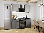 Модульный кухонный гарнитур Фрейм-07 Grey Silk, Stormy Silk/Дуб Вотан 2140x1100x600