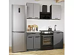 Модульный кухонный гарнитур Фрейм-07 Grey Silk, Stormy Silk/Дуб Вотан 2140x1100x600
