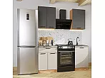 Модульный кухонный гарнитур Фрейм-07 Stormy Silk, Cream Silk/Дуб Вотан 2140x1100x600