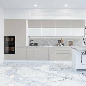 Модульный кухонный гарнитур Фьюжн-02 Silky White, Clay Silk/Белый 2140x4400x600