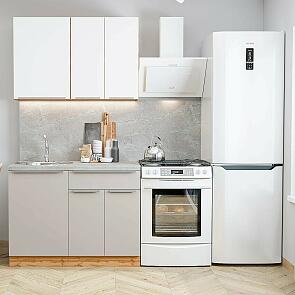 Модульный кухонный гарнитур Фьюжн-05 Silky White, Clay Silk/Дуб Вотан 2140x1100x600